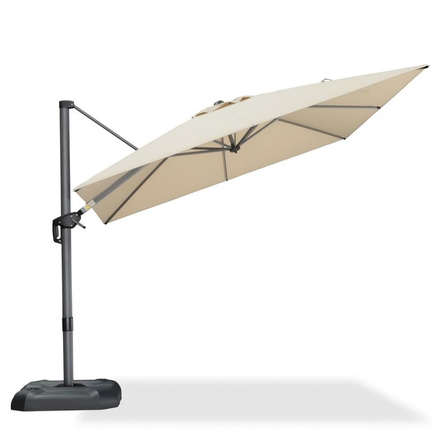 PURPLE LEAF Square Outdoor Cantilever Umbrella Aluminum Patio Offset Umbrella with 360-degree Rotation