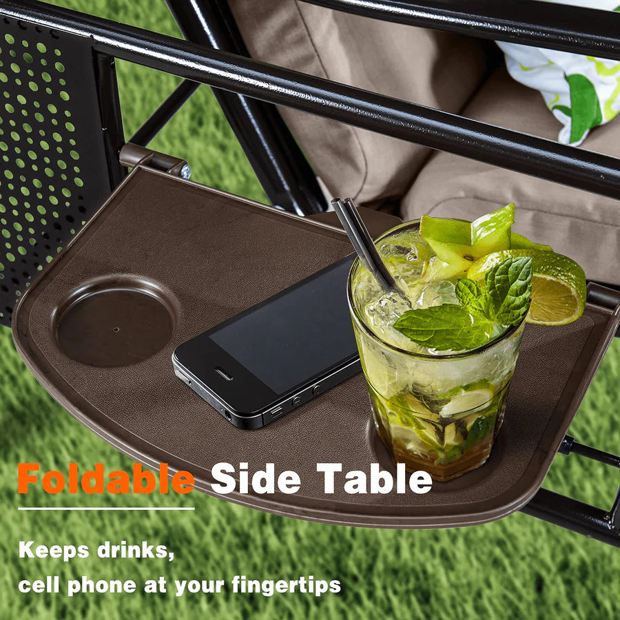 Patio Porch Swing with Weather Resistant Steel Frame, Adjustable Tilt Canopy