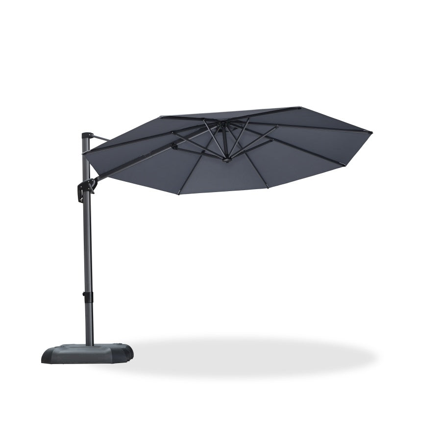 PURPLE LEAF Round Outdoor Cantilever Umbrella Aluminum Patio Offset Umbrella with 360-degree Rotation