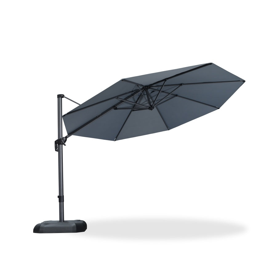 PURPLE LEAF Round Outdoor Cantilever Umbrella Aluminum Patio Offset Umbrella with 360-degree Rotation