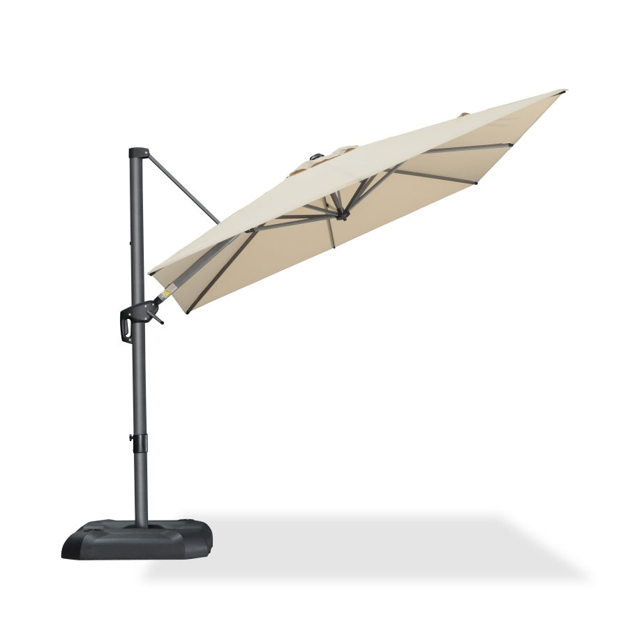 PURPLE LEAF Square Outdoor Cantilever Umbrella Aluminum Patio Offset Umbrella with 360-degree Rotation