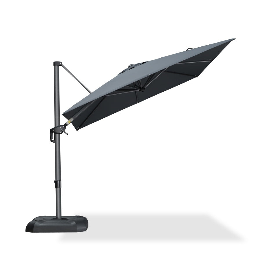 PURPLE LEAF Square Outdoor Cantilever Umbrella Aluminum Patio Offset Umbrella with 360-degree Rotation