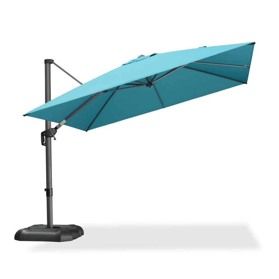 PURPLE LEAF Square Outdoor Cantilever Umbrella Aluminum Patio Offset Umbrella with 360-degree Rotation