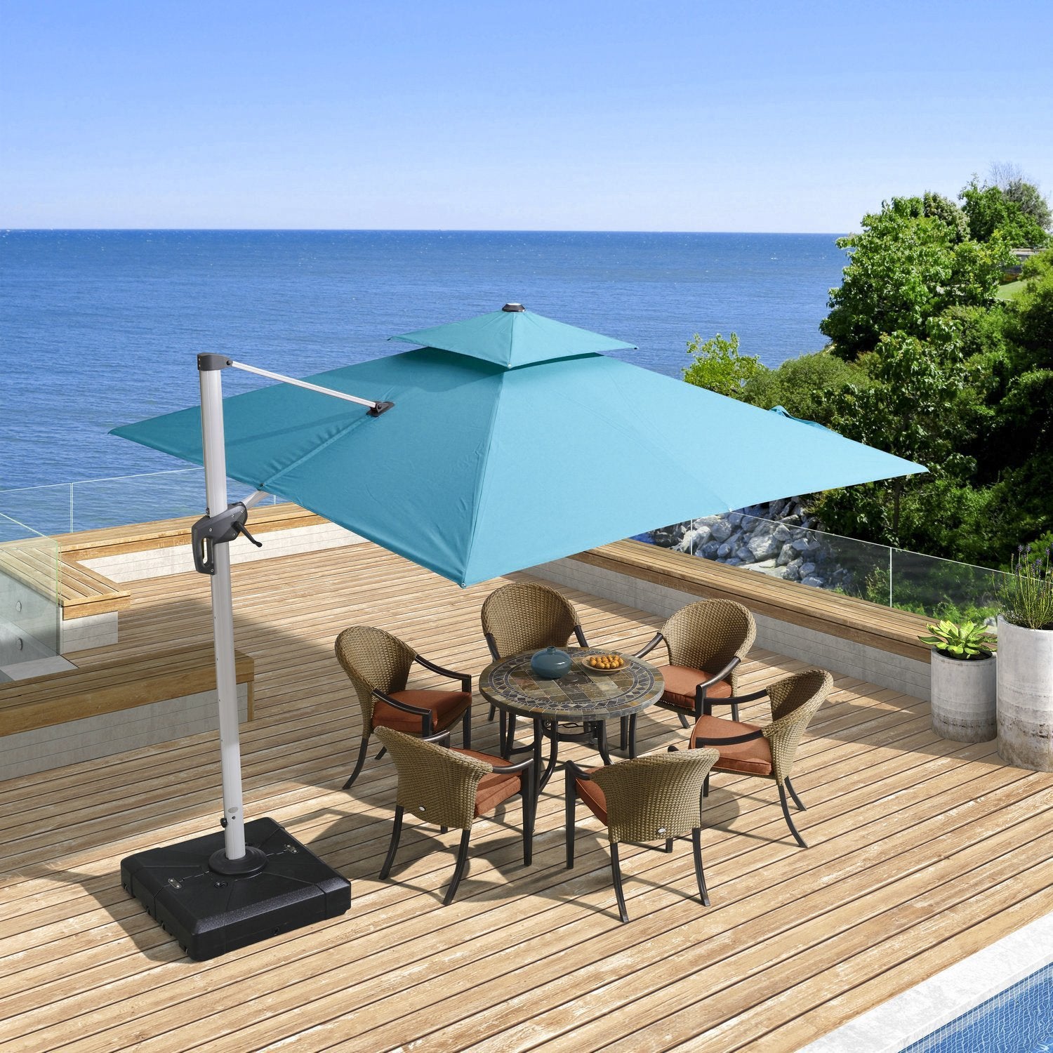 PURPLE LEAF Patio Umbrella Outdoor Square Umbrella Large Cantilever Umbrella Windproof Offset Umbrella Heavy Duty Sun Umbrella