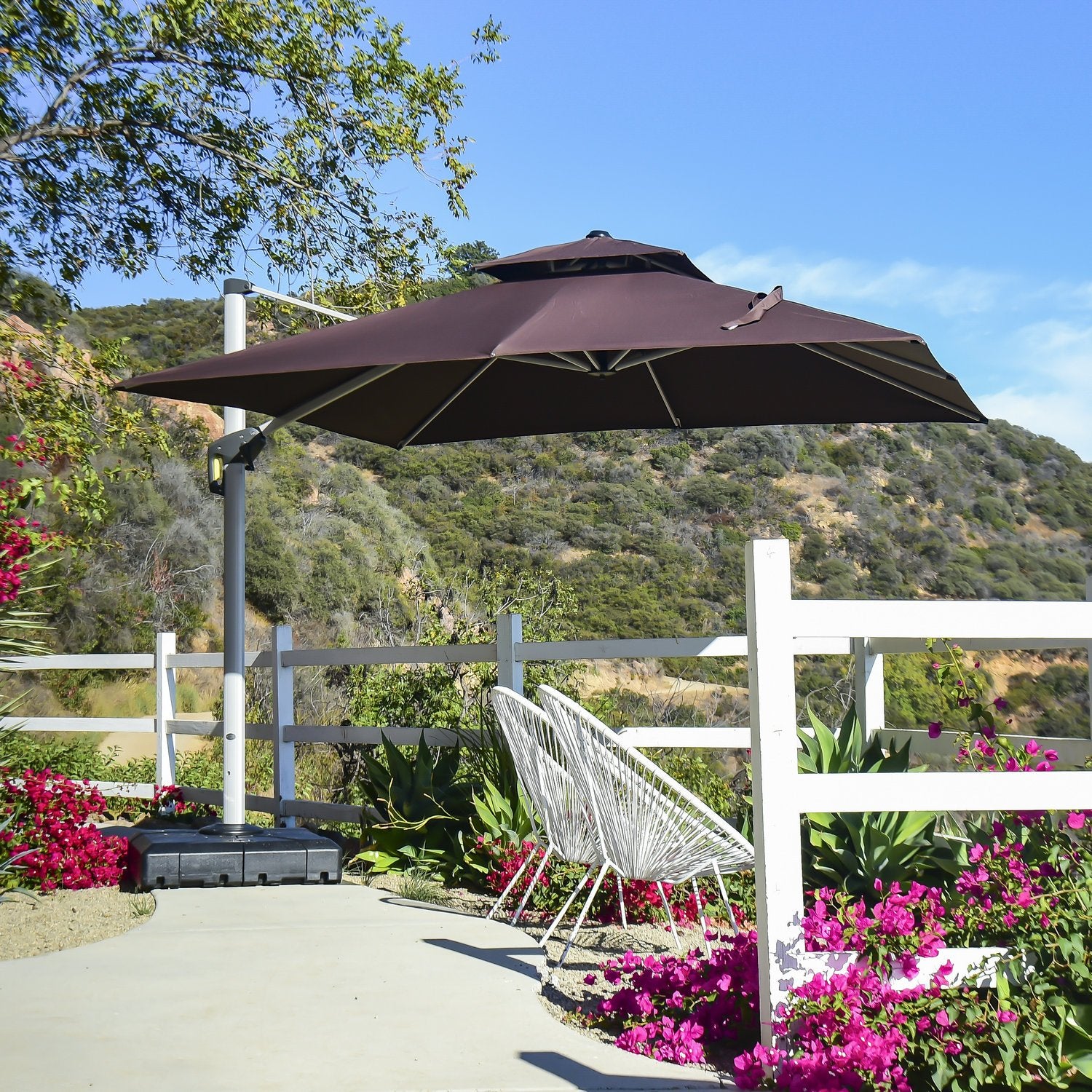 PURPLE LEAF Patio Umbrella Outdoor Square Umbrella Large Cantilever Umbrella Windproof Offset Umbrella Heavy Duty Sun Umbrella