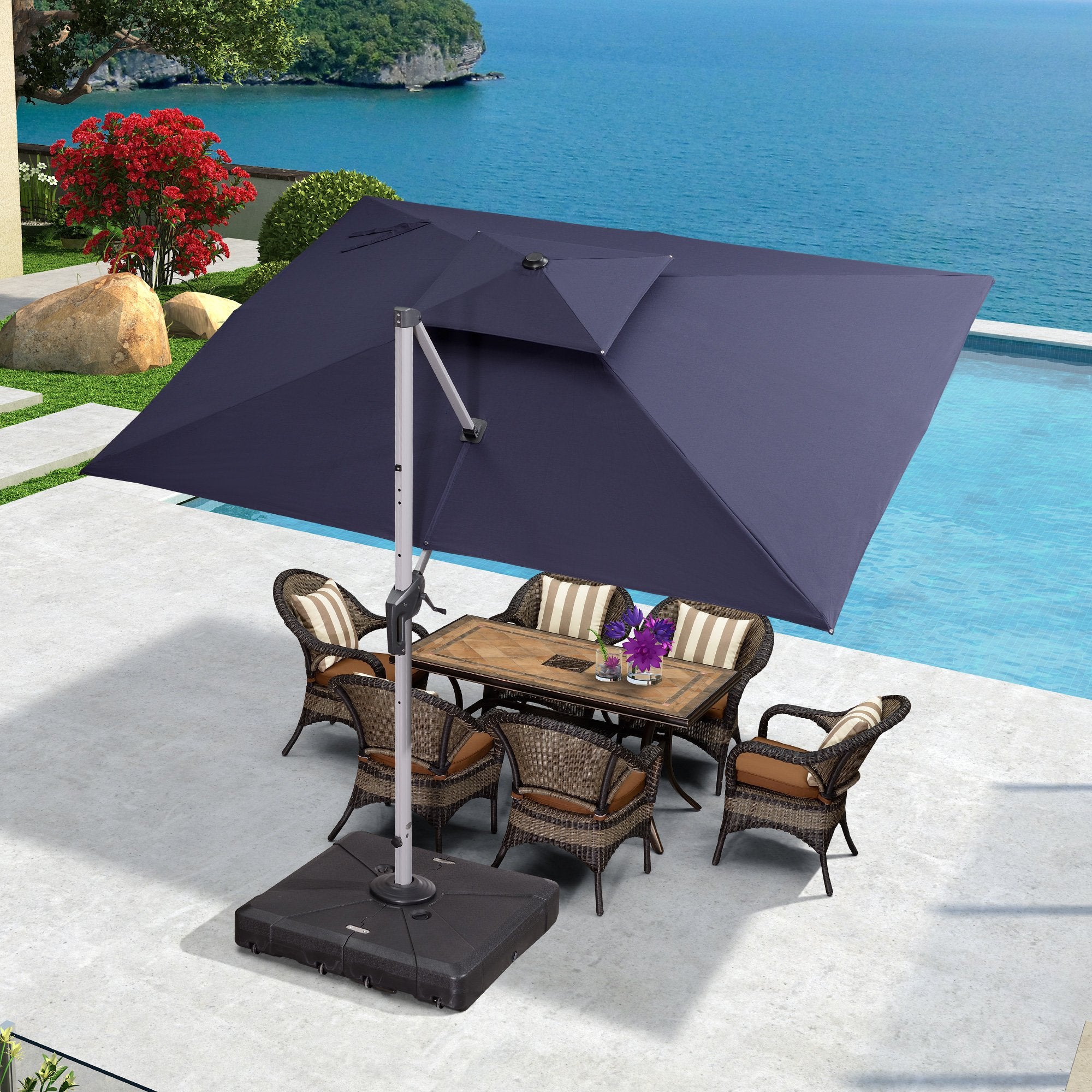 leaf patio umbrella PURPLE LEAF Patio Umbrella Outdoor Rectangle Umbrella Large Cantilever