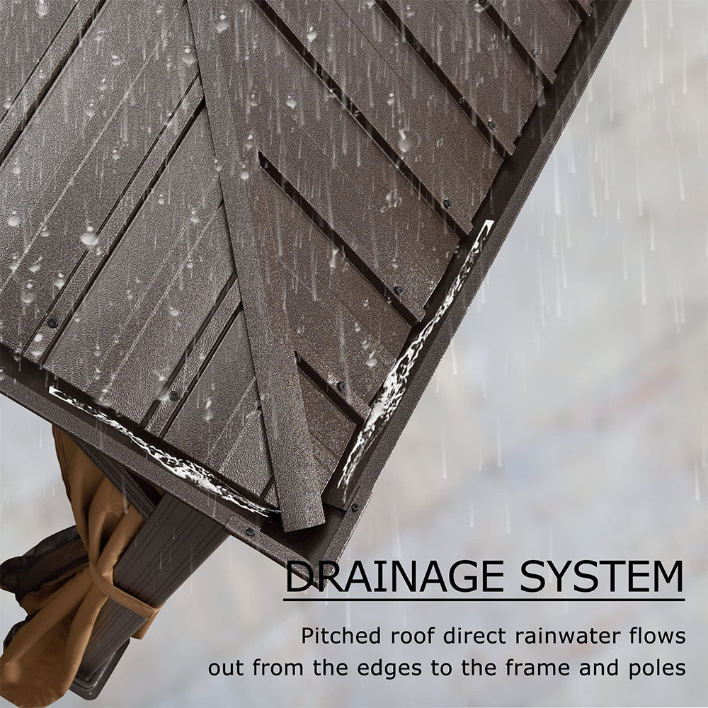 PURPLE LEAF Outdoor Hardtop Gazebo For Garden Bronze Double Roof Aluminum Frame Pavilion