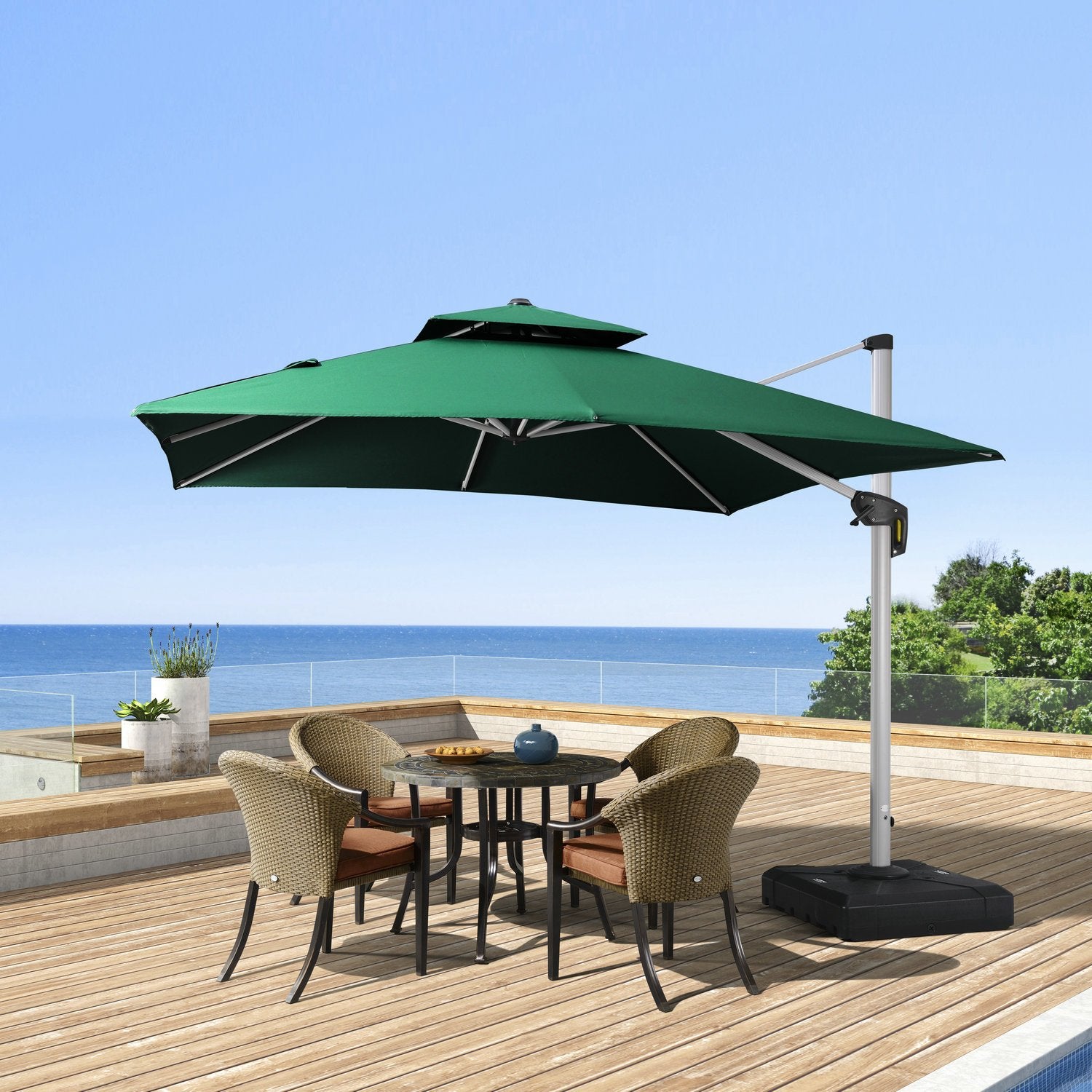 PURPLE LEAF Patio Umbrella Outdoor Square Umbrella Large Cantilever Umbrella Windproof Offset Umbrella Heavy Duty Sun Umbrella
