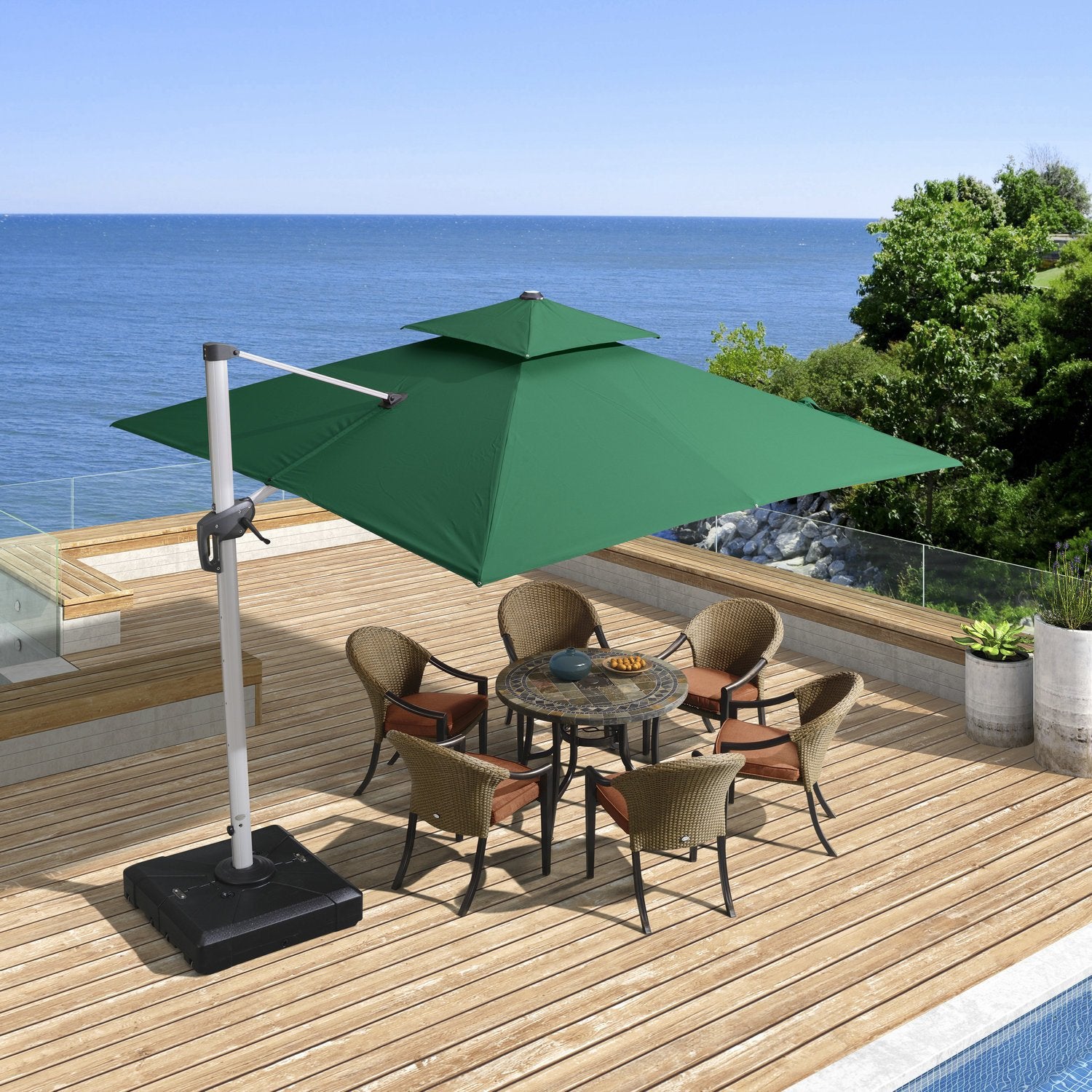 PURPLE LEAF Patio Umbrella Outdoor Square Umbrella Large Cantilever Umbrella Windproof Offset Umbrella Heavy Duty Sun Umbrella