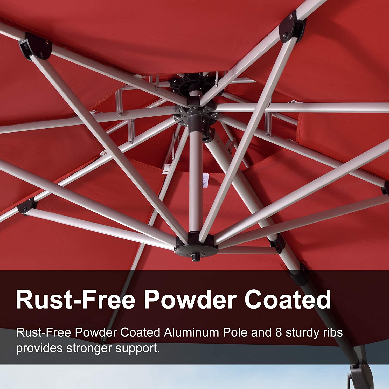 PURPLE LEAF Patio Umbrella Outdoor Square Umbrella Large Cantilever Umbrella Windproof Offset Umbrella Heavy Duty Sun Umbrella