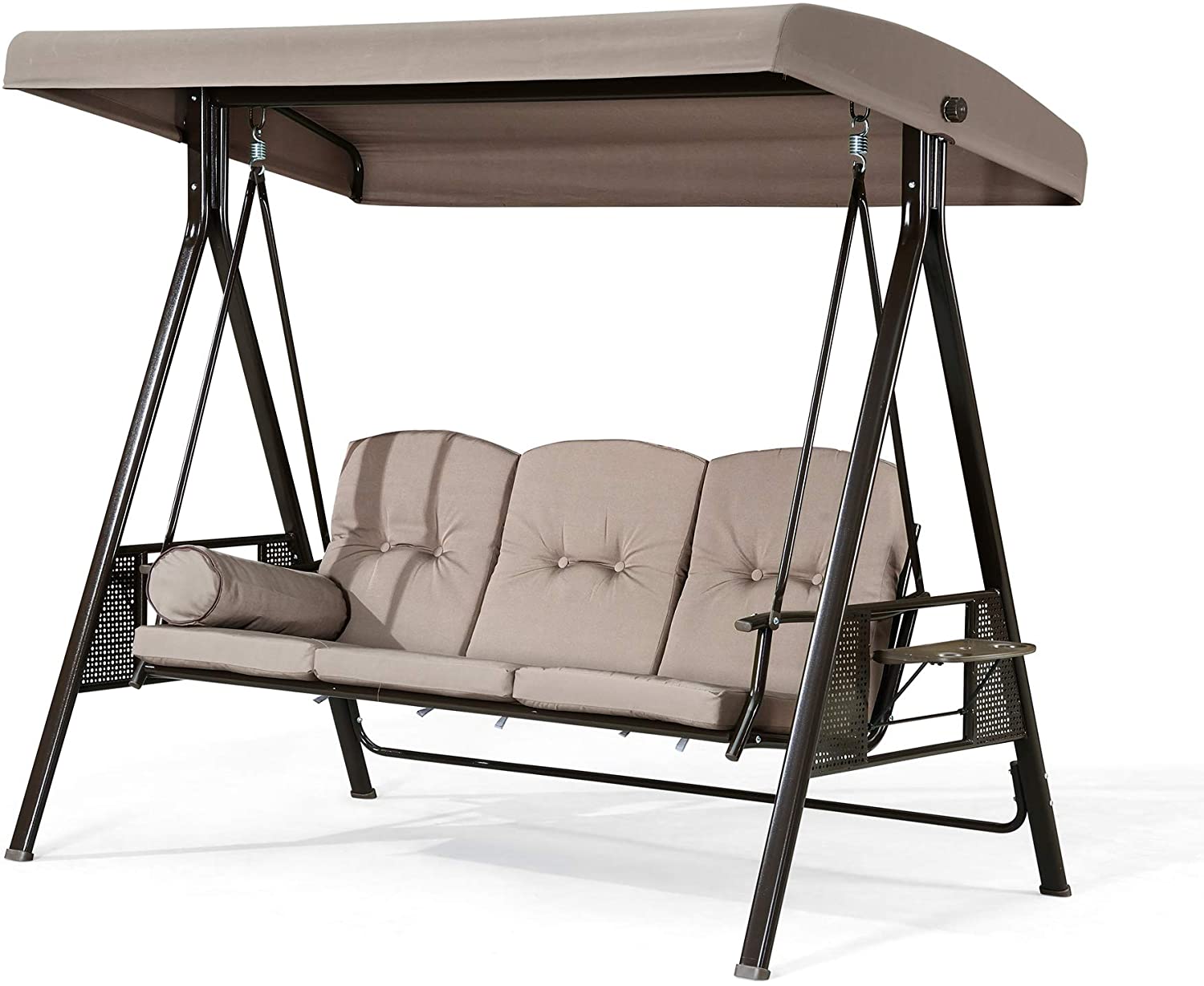 Patio Porch Swing with Weather Resistant Steel Frame, Adjustable Tilt Canopy
