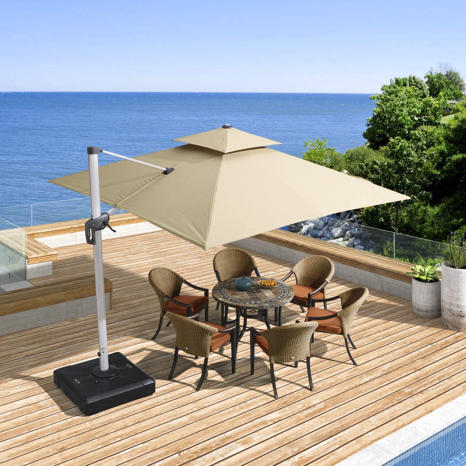 large cantilever patio umbrella PURPLE LEAF Patio Umbrella Outdoor Square Umbrella Large Cantilever Um