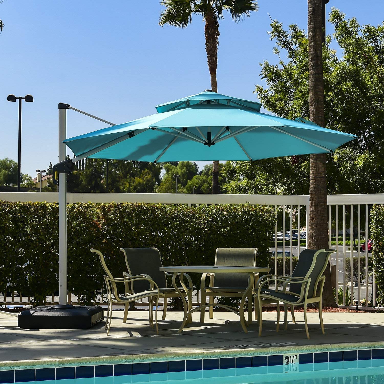 PURPLE LEAF Patio Umbrella Outdoor Round Umbrella Large Cantilever Umbrella Windproof Offset Umbrella Heavy Duty Sun Umbrella