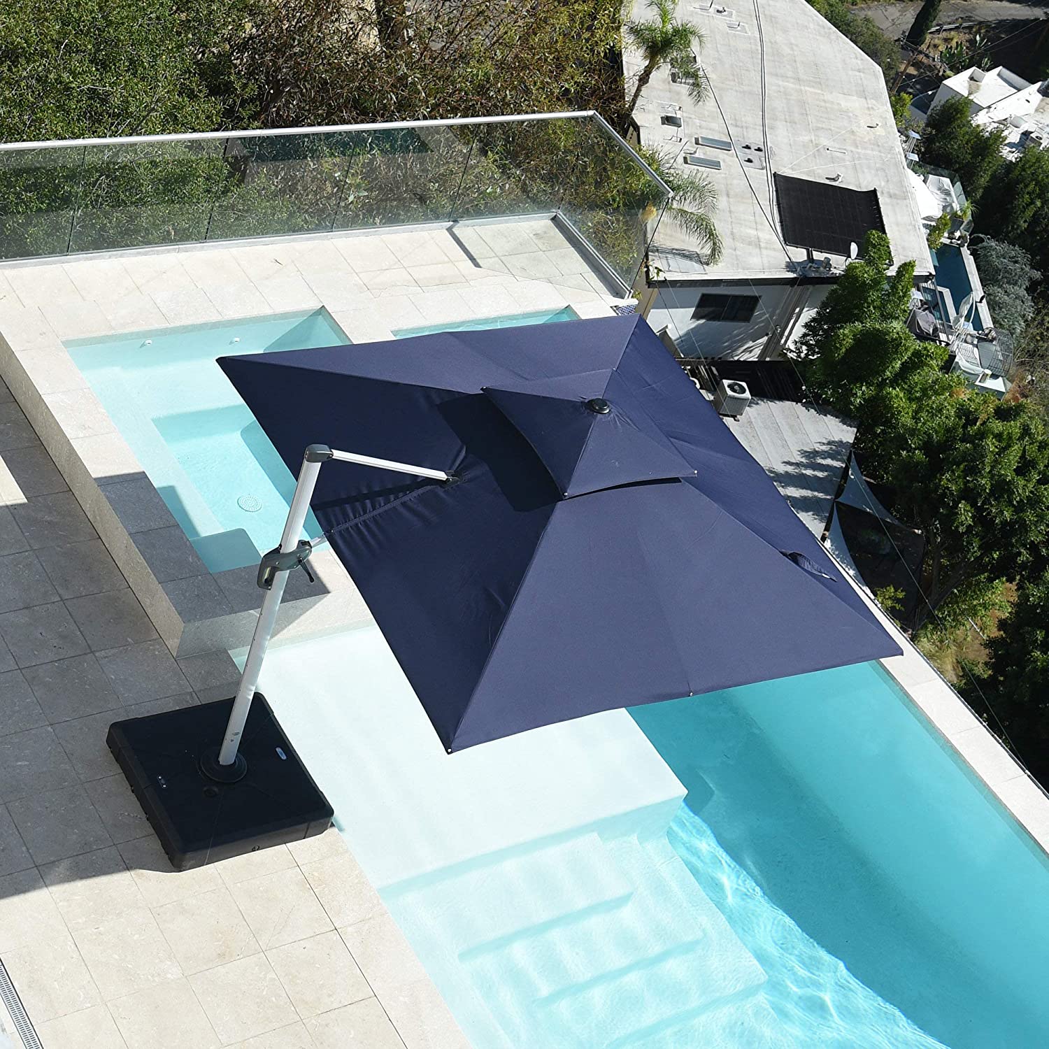 PURPLE LEAF Patio Umbrella Outdoor Square Umbrella Large Cantilever Umbrella Windproof Offset Umbrella Heavy Duty Sun Umbrella