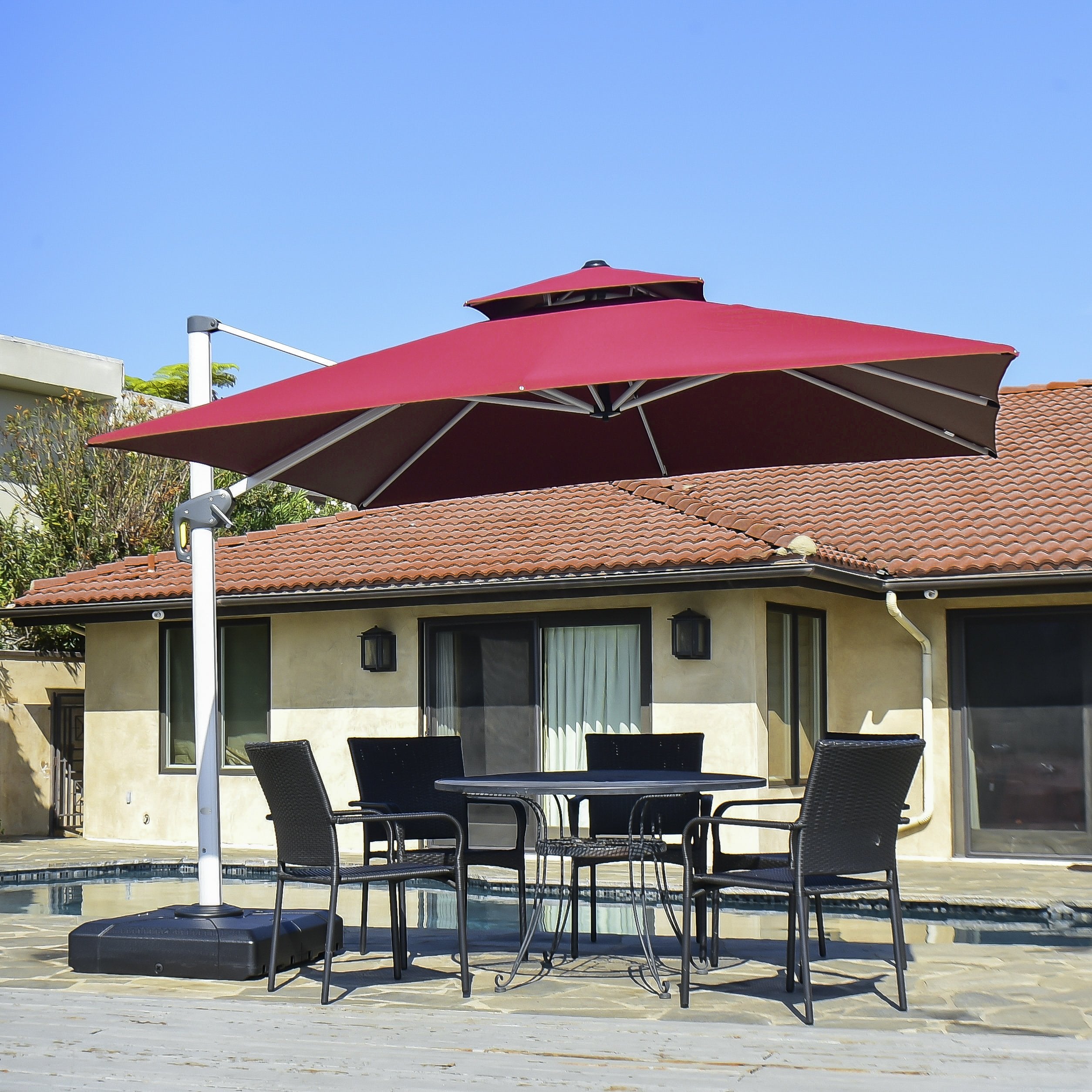 PURPLE LEAF Patio Umbrella Outdoor Square Umbrella Large Cantilever Umbrella Windproof Offset Umbrella Heavy Duty Sun Umbrella