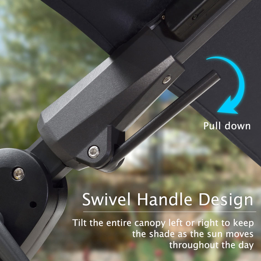 PURPLE LEAF 10'×10' Patio Umbrella Outdoor Cantilever Solar Powered LED Square Umbrella Aluminum Offset Umbrella