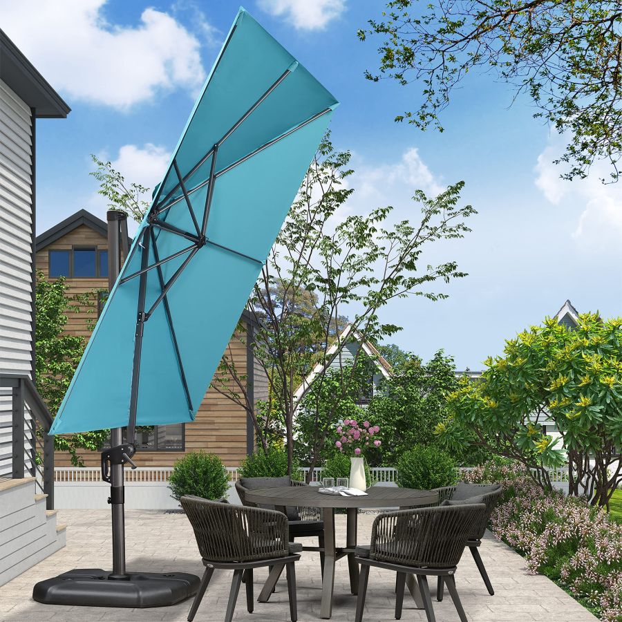 PURPLE LEAF Patio Umbrella Outdoor Cantilever Square Umbrella Aluminum Offset Umbrella with 360-degree Rotation
