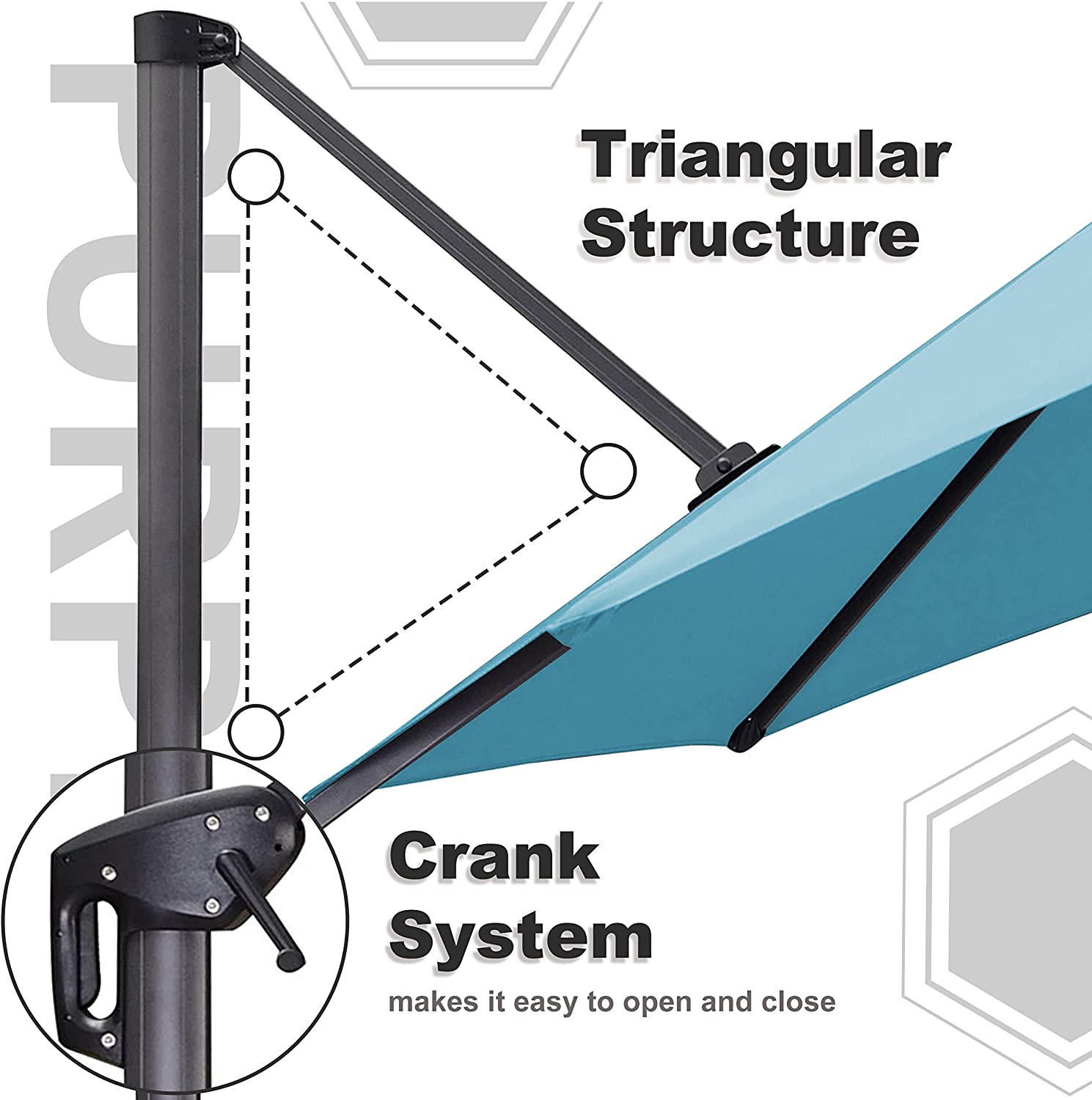 PURPLE LEAF Patio Umbrella Outdoor Cantilever Round Umbrella Aluminum Offset Umbrella with 360-degree Rotation