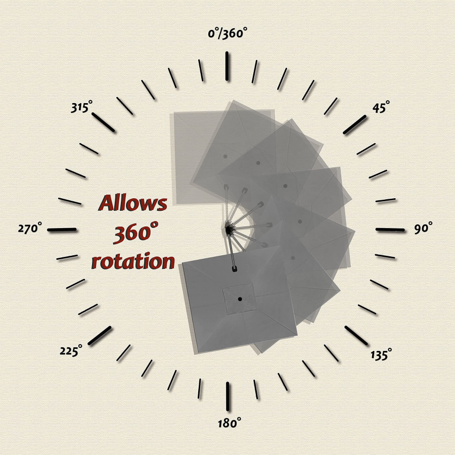 PURPLE LEAF 10'×10' Patio Umbrella Outdoor Cantilever Solar Powered LED Square Umbrella Aluminum Offset Umbrella