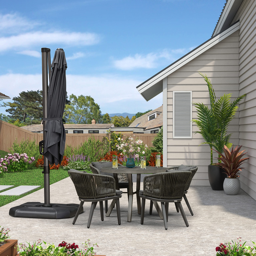 PURPLE LEAF Patio Umbrella Outdoor Cantilever Square Umbrella Aluminum Offset Umbrella with 360-degree Rotation