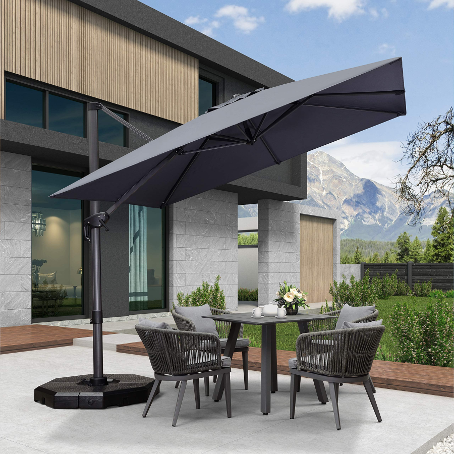 PURPLE LEAF Patio Umbrella Outdoor Cantilever Square Umbrella Aluminum Offset Umbrella with 360-degree Rotation
