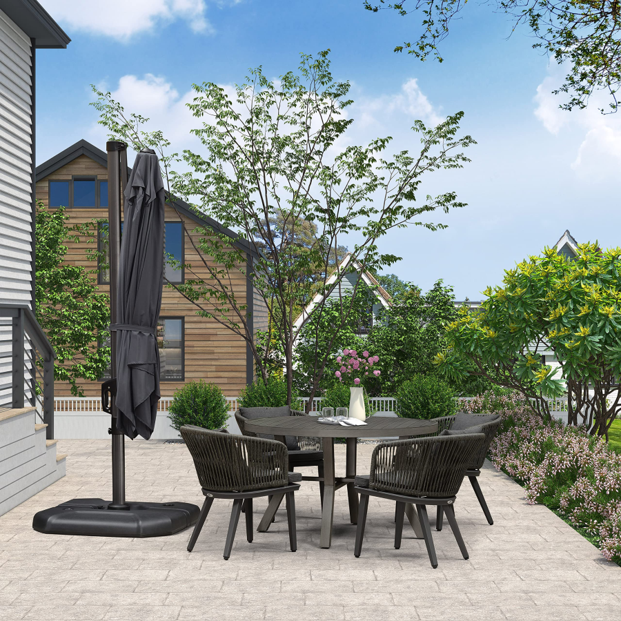 PURPLE LEAF Patio Umbrella Outdoor Cantilever Square Umbrella Aluminum Offset Umbrella with 360-degree Rotation