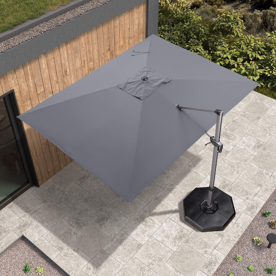 PURPLE LEAF Patio Umbrella Outdoor Cantilever Square Umbrella Aluminum Offset Umbrella with 360-degree Rotation
