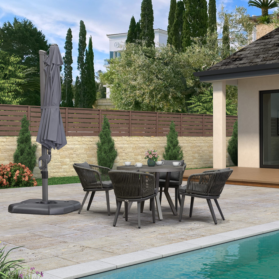 PURPLE LEAF Patio Umbrella Outdoor Cantilever Round Umbrella Aluminum Offset Umbrella with 360-degree Rotation