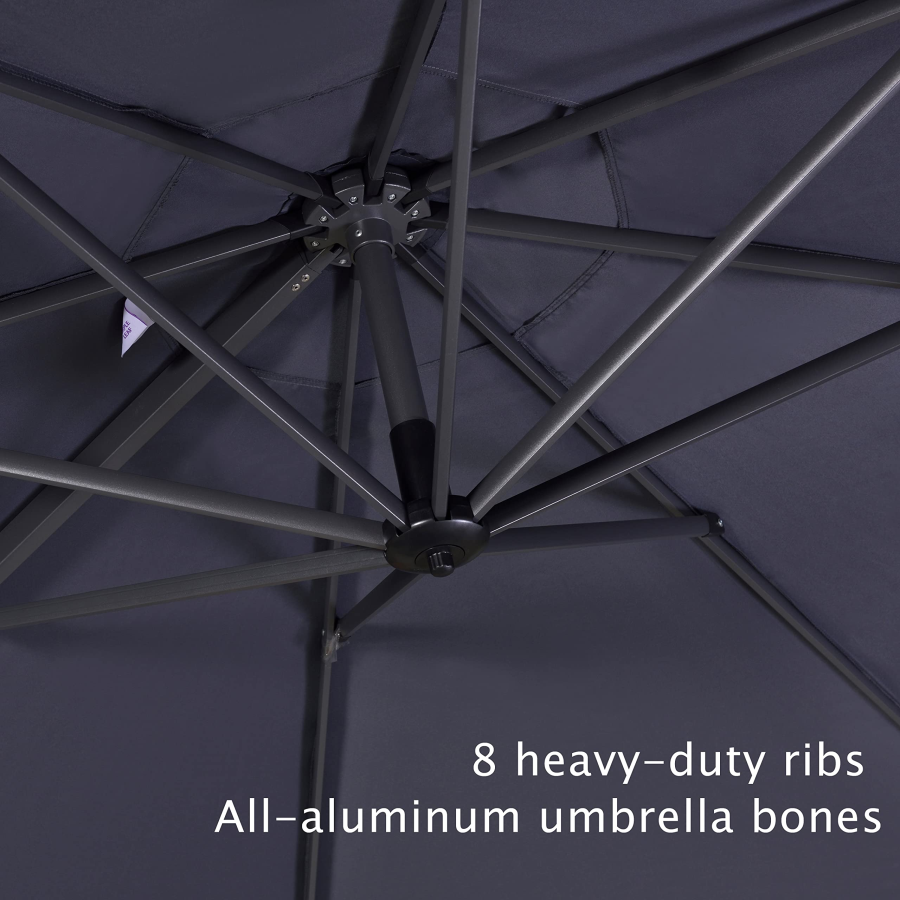 PURPLE LEAF Patio Umbrella Outdoor Cantilever Round Umbrella Aluminum Offset Umbrella with 360-degree Rotation