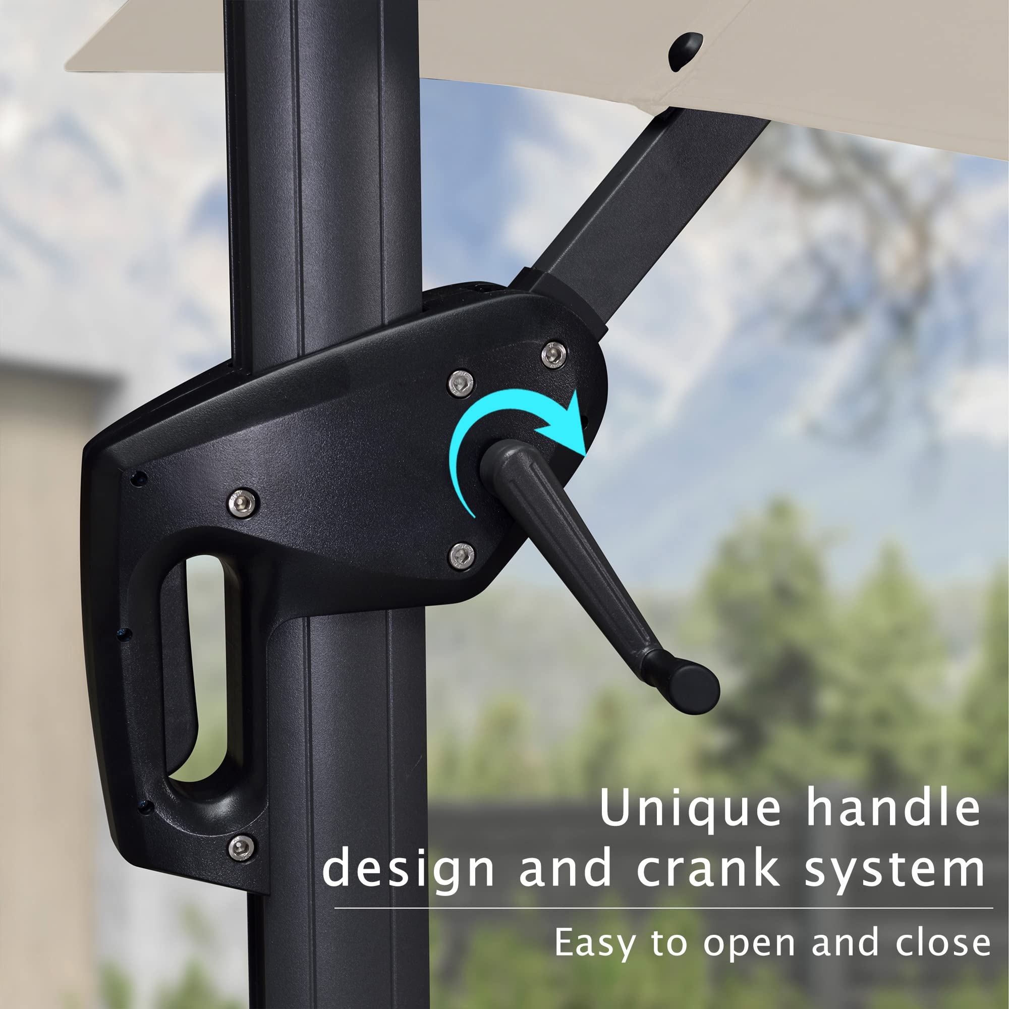 PURPLE LEAF 10'×10' Patio Umbrella Outdoor Cantilever Solar Powered LED Square Umbrella Aluminum Offset Umbrella