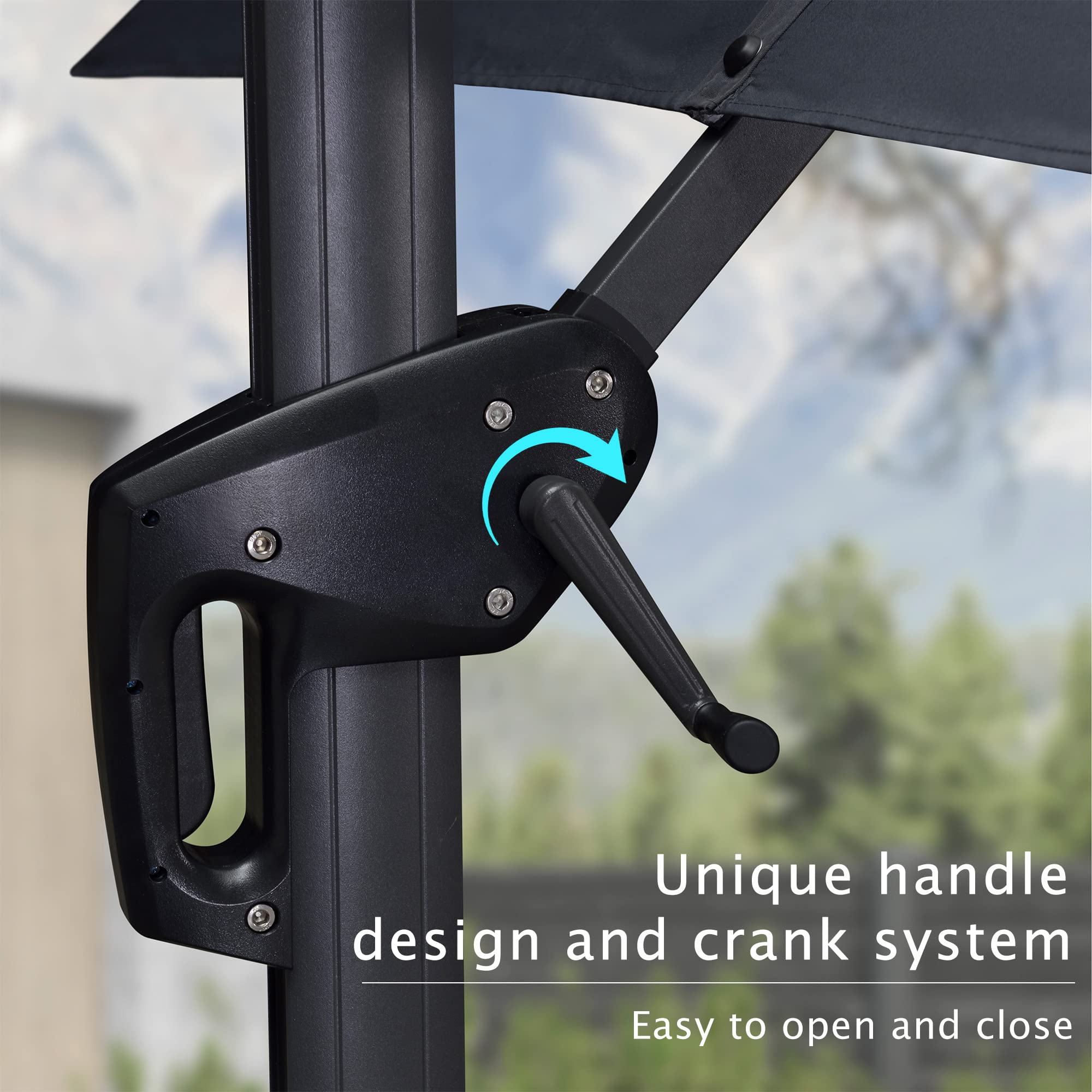 PURPLE LEAF 10'×10' Patio Umbrella Outdoor Cantilever Solar Powered LED Square Umbrella Aluminum Offset Umbrella