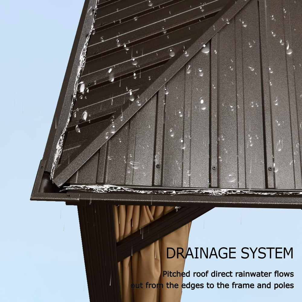 PURPLE LEAF Outdoor Hardtop Gazebo For Garden Bronze Double Roof Aluminum Frame Pavilion