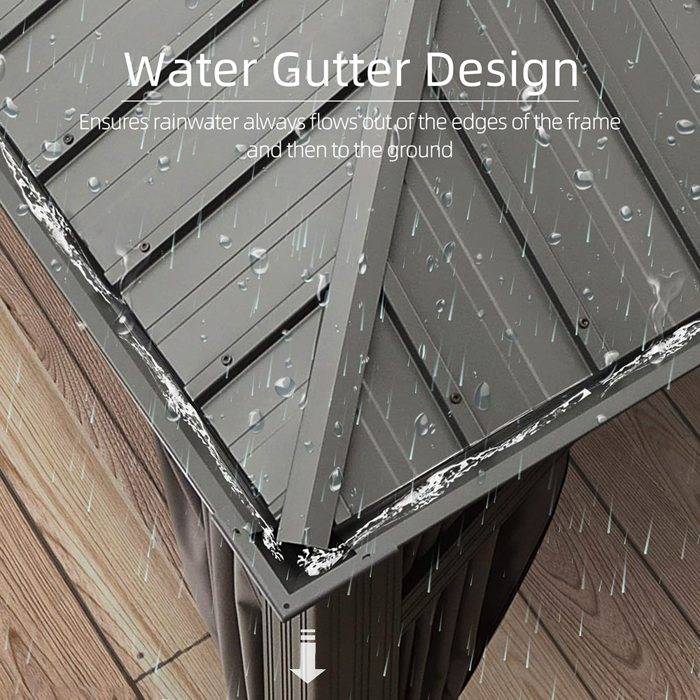 PURPLE LEAF Patio Gazebo For Backyard Grey Hardtop Galvanized Steel Roof Awning With Upgrade Curtain