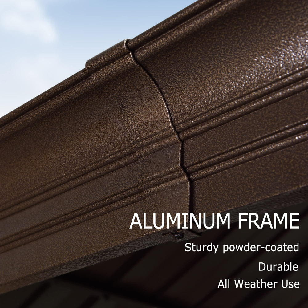 PURPLE LEAF Outdoor Hardtop Gazebo For Garden Bronze Double Roof Aluminum Frame Pavilion