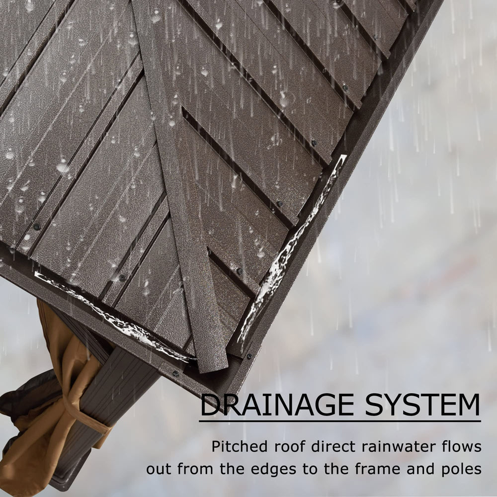 PURPLE LEAF Outdoor Hardtop Gazebo For Garden Bronze Double Roof Aluminum Frame Pavilion