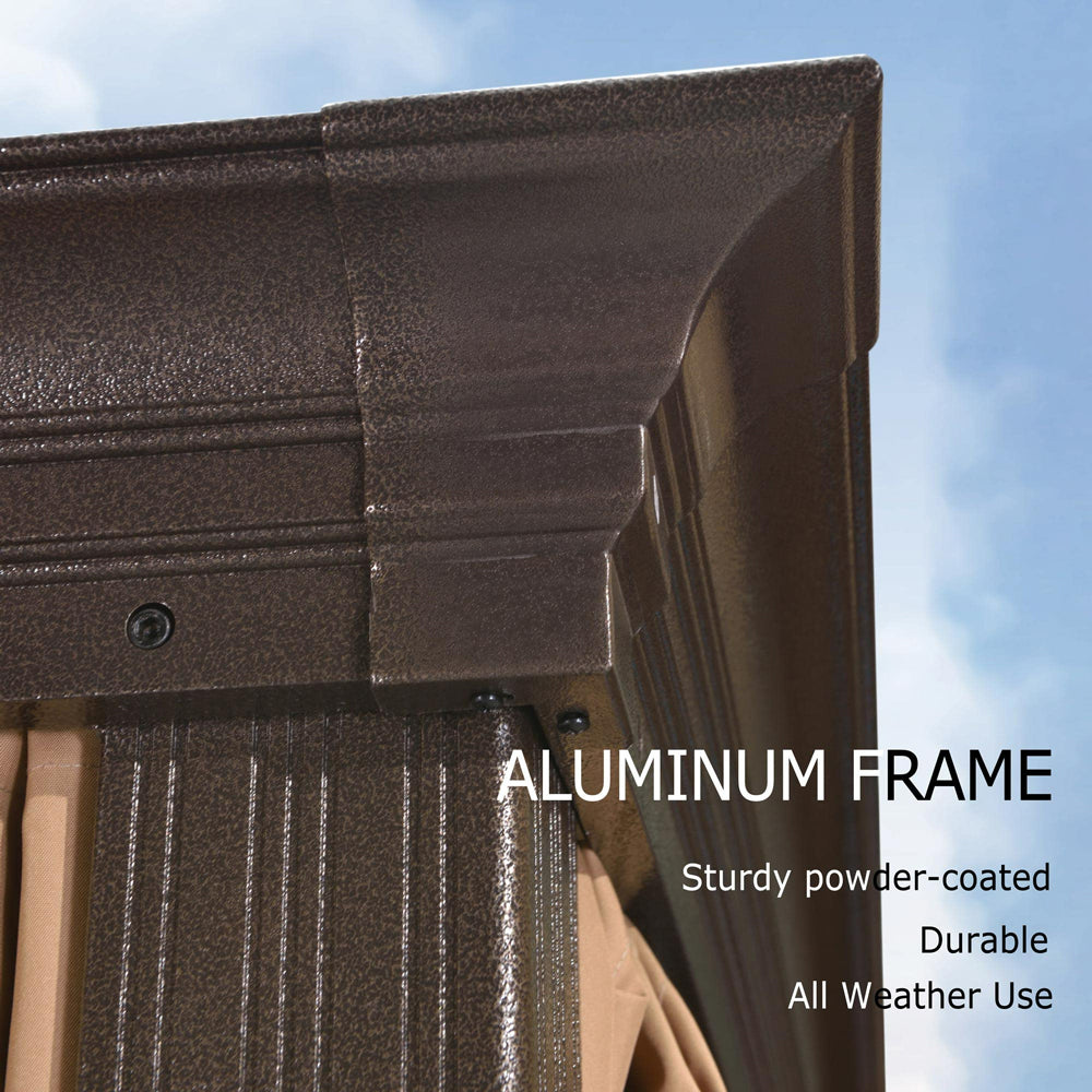 PURPLE LEAF Outdoor Hardtop Gazebo For Garden Bronze Double Roof Aluminum Frame Pavilion