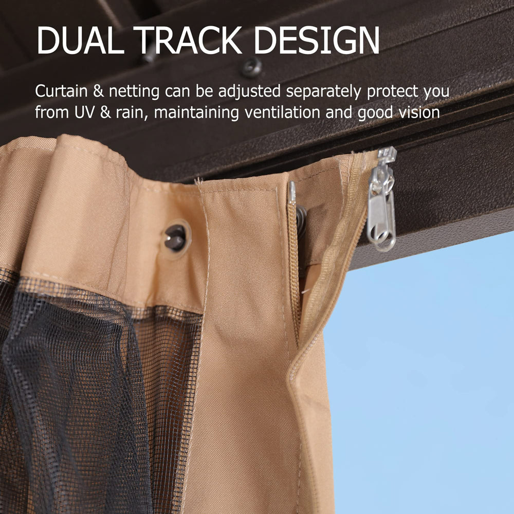 PURPLE LEAF Outdoor Hardtop Gazebo For Garden Bronze Double Roof Aluminum Frame Pavilion