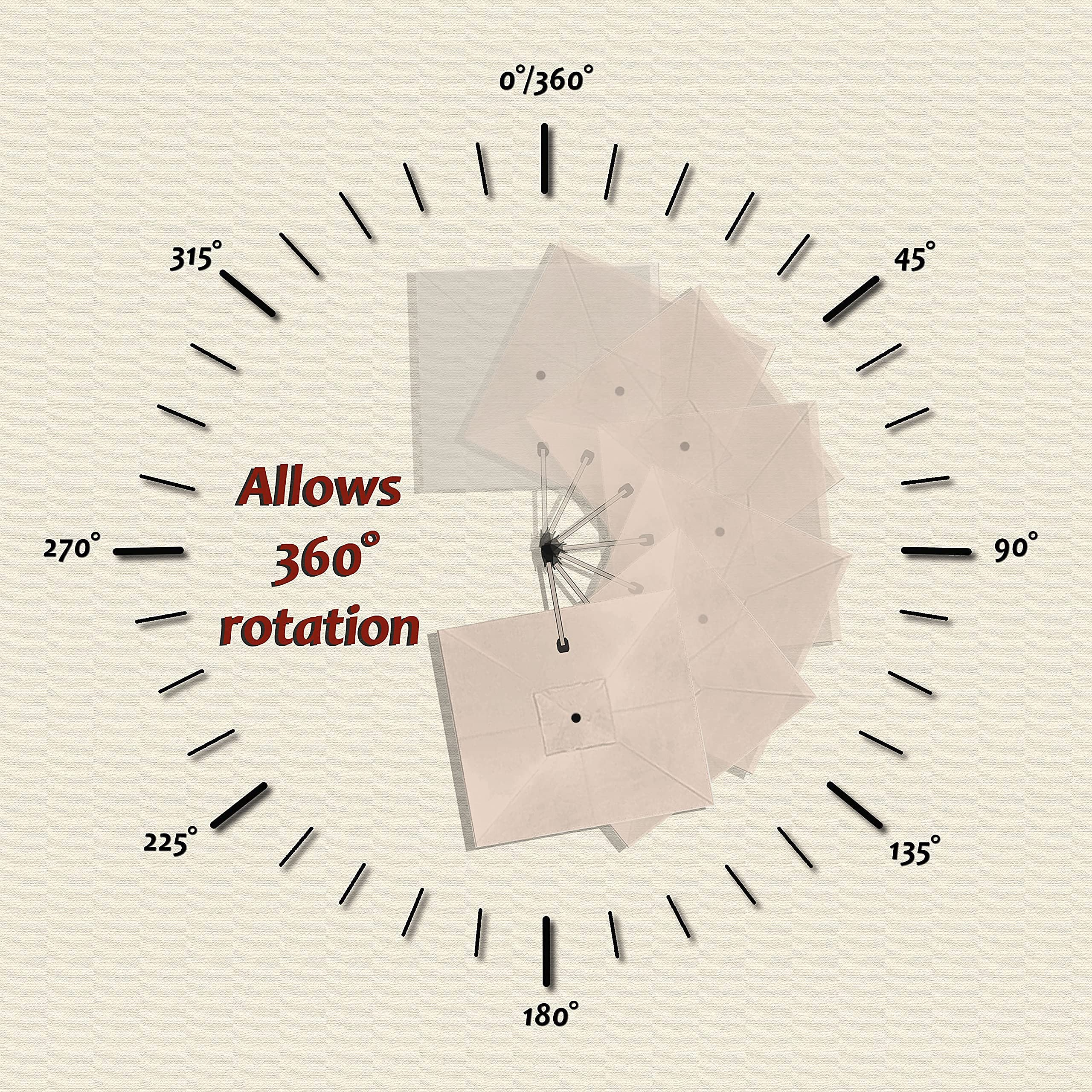 PURPLE LEAF 10'×10' Patio Umbrella Outdoor Cantilever Solar Powered LED Square Umbrella Aluminum Offset Umbrella