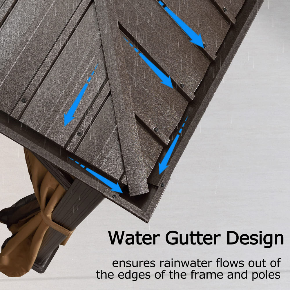 PURPLE LEAF Outdoor Hardtop Gazebo For Garden Bronze Double Roof Aluminum Frame Pavilion