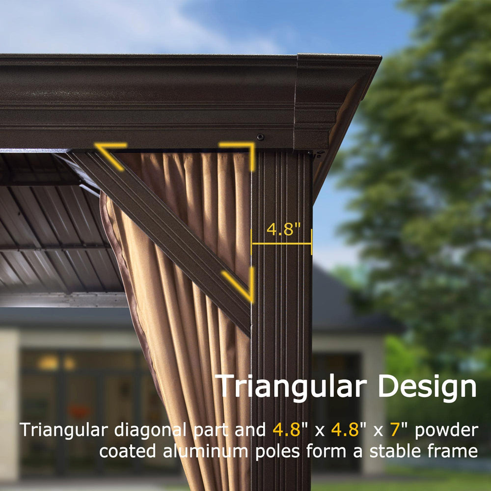 PURPLE LEAF Outdoor Hardtop Gazebo For Garden Bronze Double Roof Aluminum Frame Pavilion