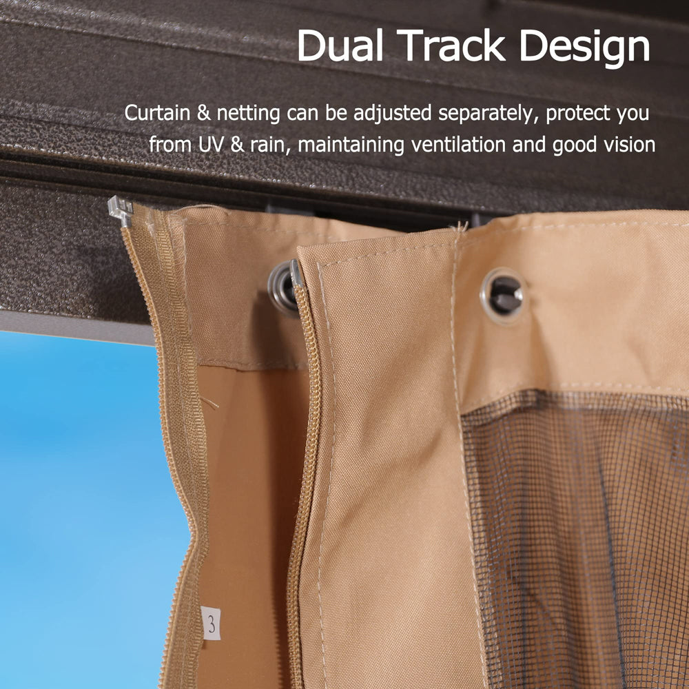 PURPLE LEAF Outdoor Hardtop Gazebo For Garden Bronze Double Roof Aluminum Frame Pavilion