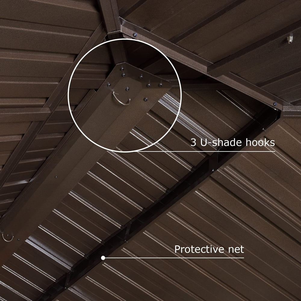 PURPLE LEAF Outdoor Hardtop Gazebo For Patio Bronze Aluminum Frame Pavilion With Navy-Blue Curtain