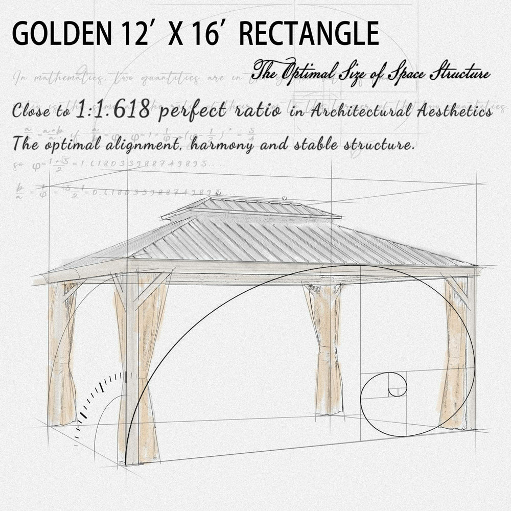 PURPLE LEAF Outdoor Hardtop Gazebo For Garden Bronze Double Roof Aluminum Frame Pavilion