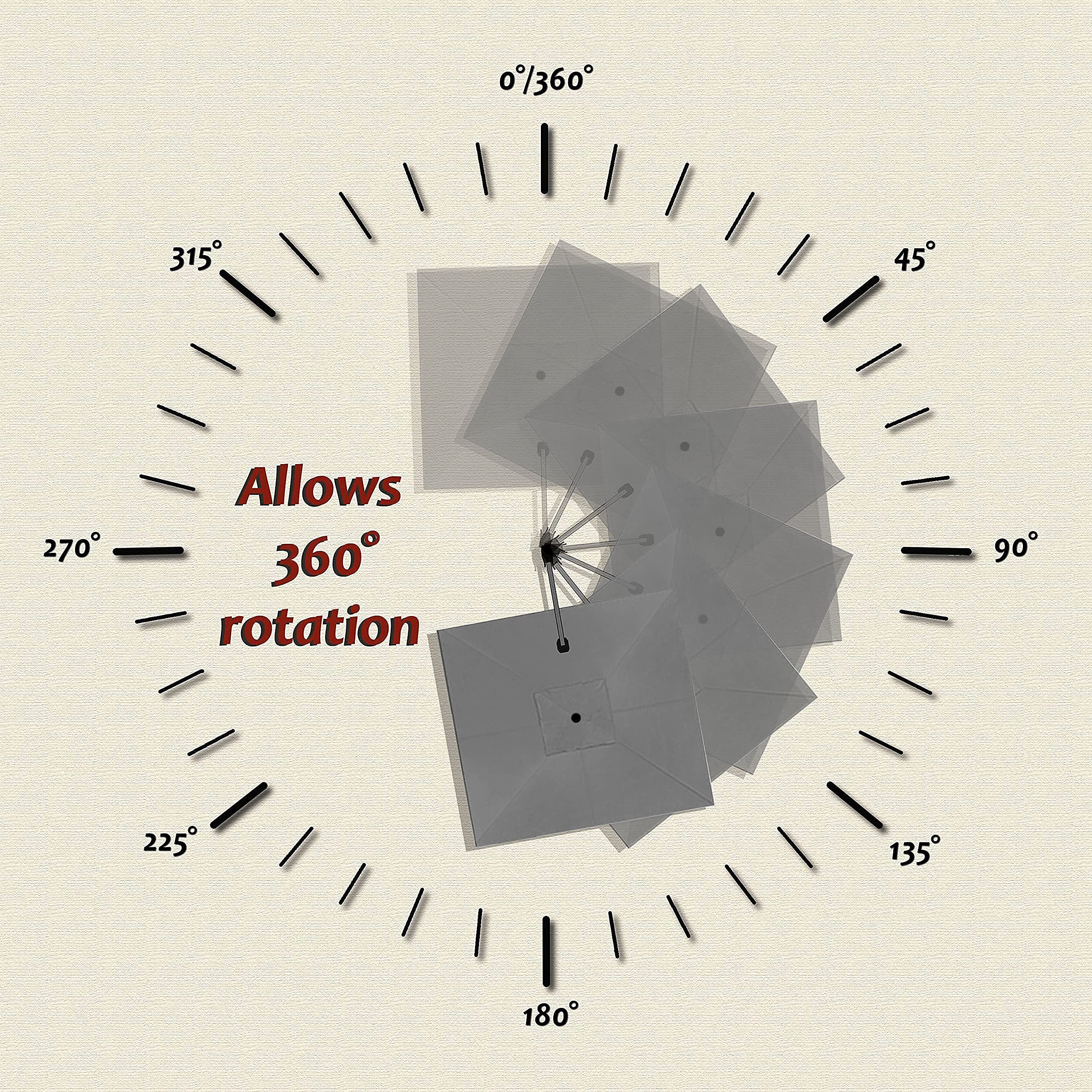 PURPLE LEAF 10'×10' Patio Umbrella Outdoor Cantilever Solar Powered LED Square Umbrella Aluminum Offset Umbrella