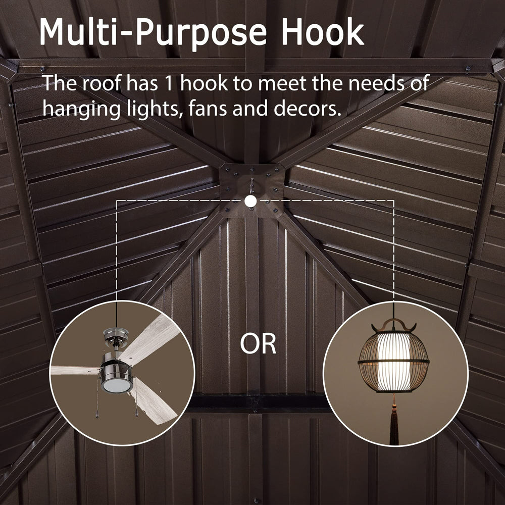 PURPLE LEAF Outdoor Hardtop Gazebo For Garden Bronze Double Roof Aluminum Frame Pavilion