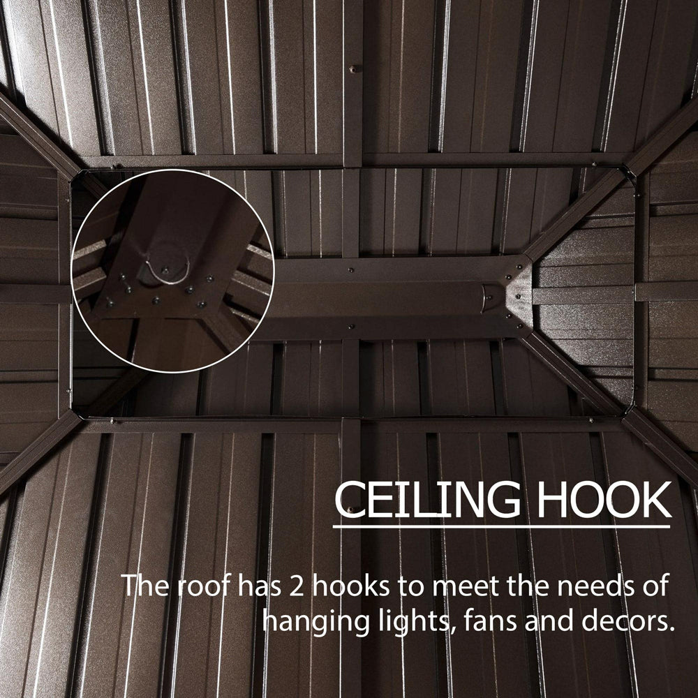 PURPLE LEAF Outdoor Hardtop Gazebo For Garden Bronze Double Roof Aluminum Frame Pavilion