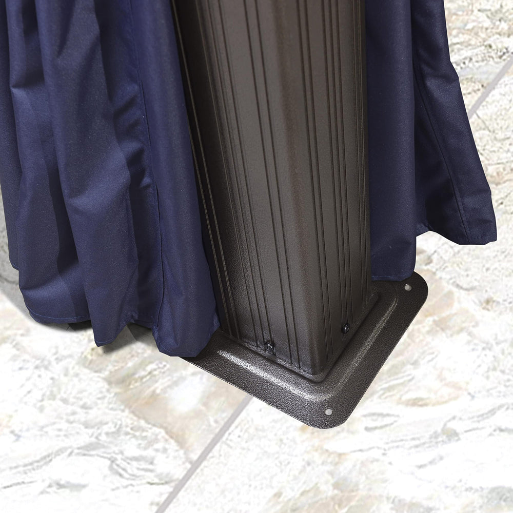 PURPLE LEAF Outdoor Hardtop Gazebo For Patio Bronze Aluminum Frame Pavilion With Navy-Blue Curtain