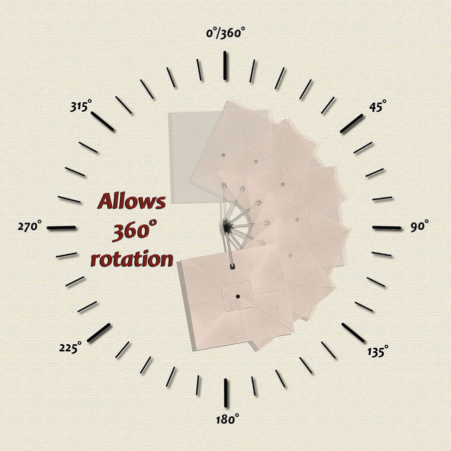 PURPLE LEAF 10'×10' Patio Umbrella Outdoor Cantilever Solar Powered LED Square Umbrella Aluminum Offset Umbrella