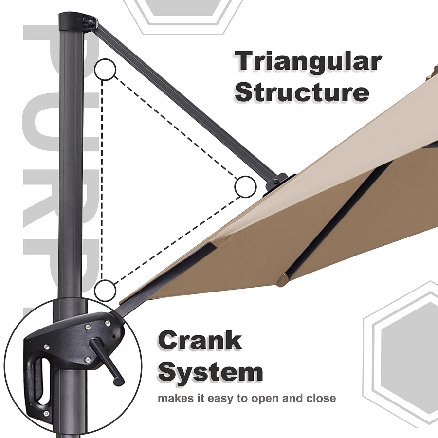PURPLE LEAF Patio Umbrella Outdoor Cantilever Square Umbrella Aluminum Offset Umbrella with 360-degree Rotation