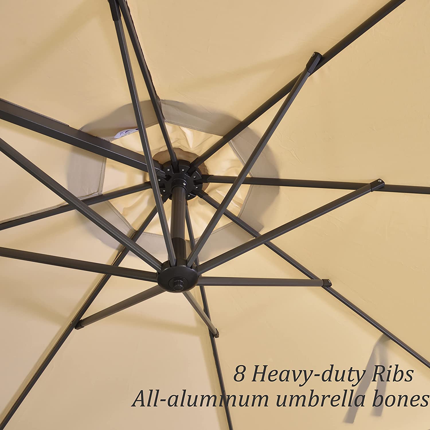 PURPLE LEAF Patio Umbrella Outdoor Cantilever Round Umbrella Aluminum Offset Umbrella with 360-degree Rotation